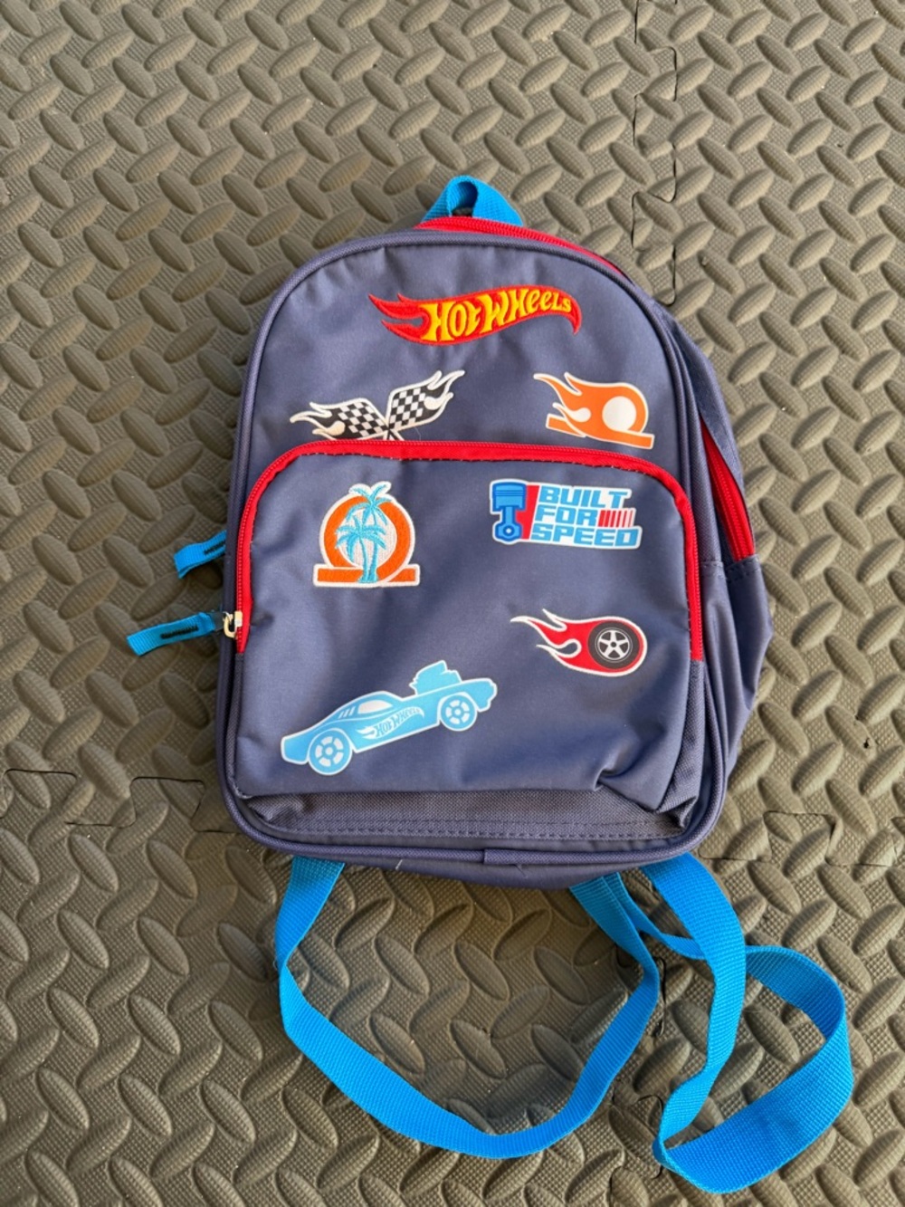 Kids Navy Blue Hot Wheels Backpack with Blue Straps